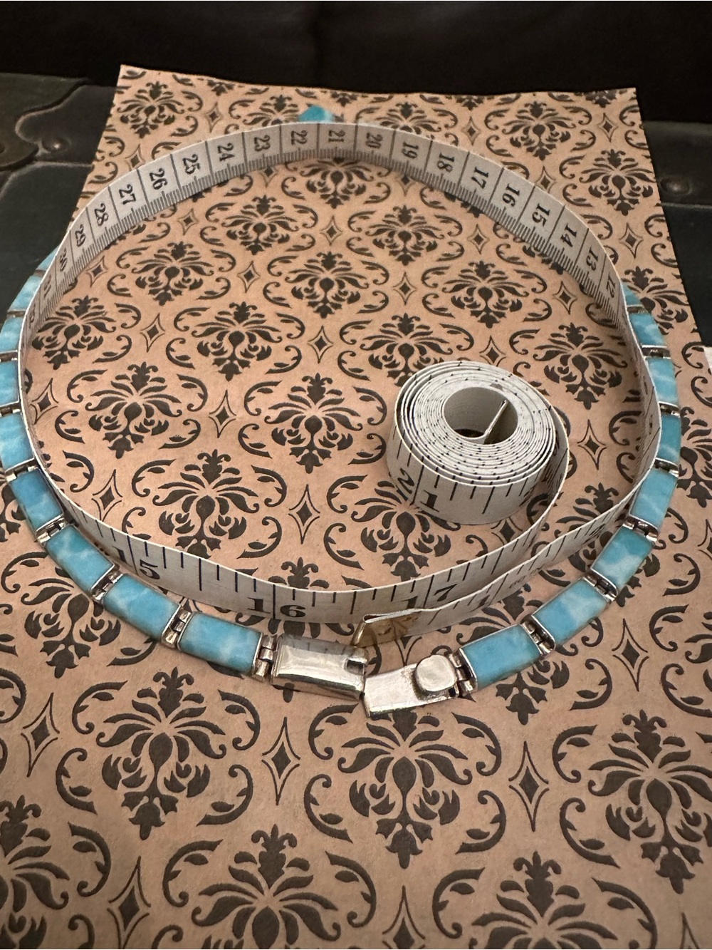Vintage Taxco TD-98 Mexican 950 Sterling w/Larimar Inlay Necklace - 16.5” ❤️ - Picture 7 of 11